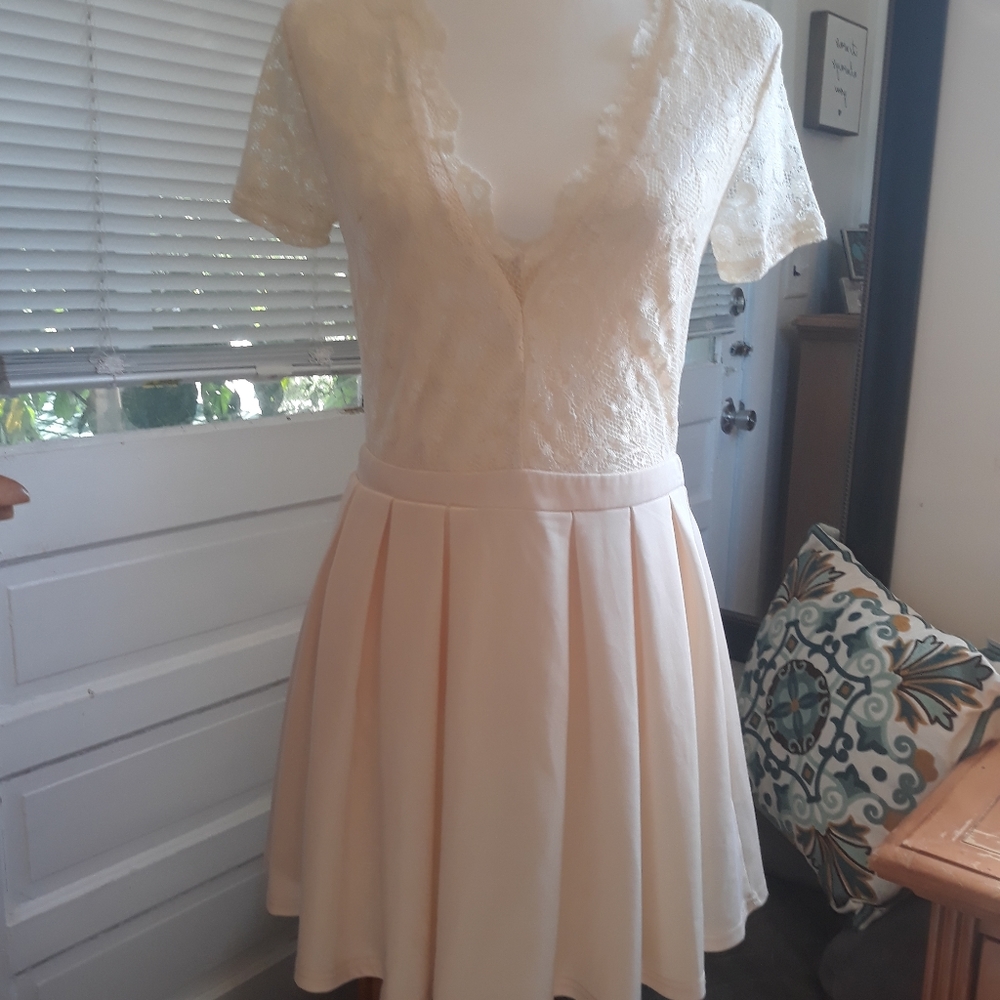 NWT Cream lace top dress